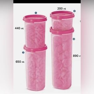 Tupperware pink set of 4 modular mates round